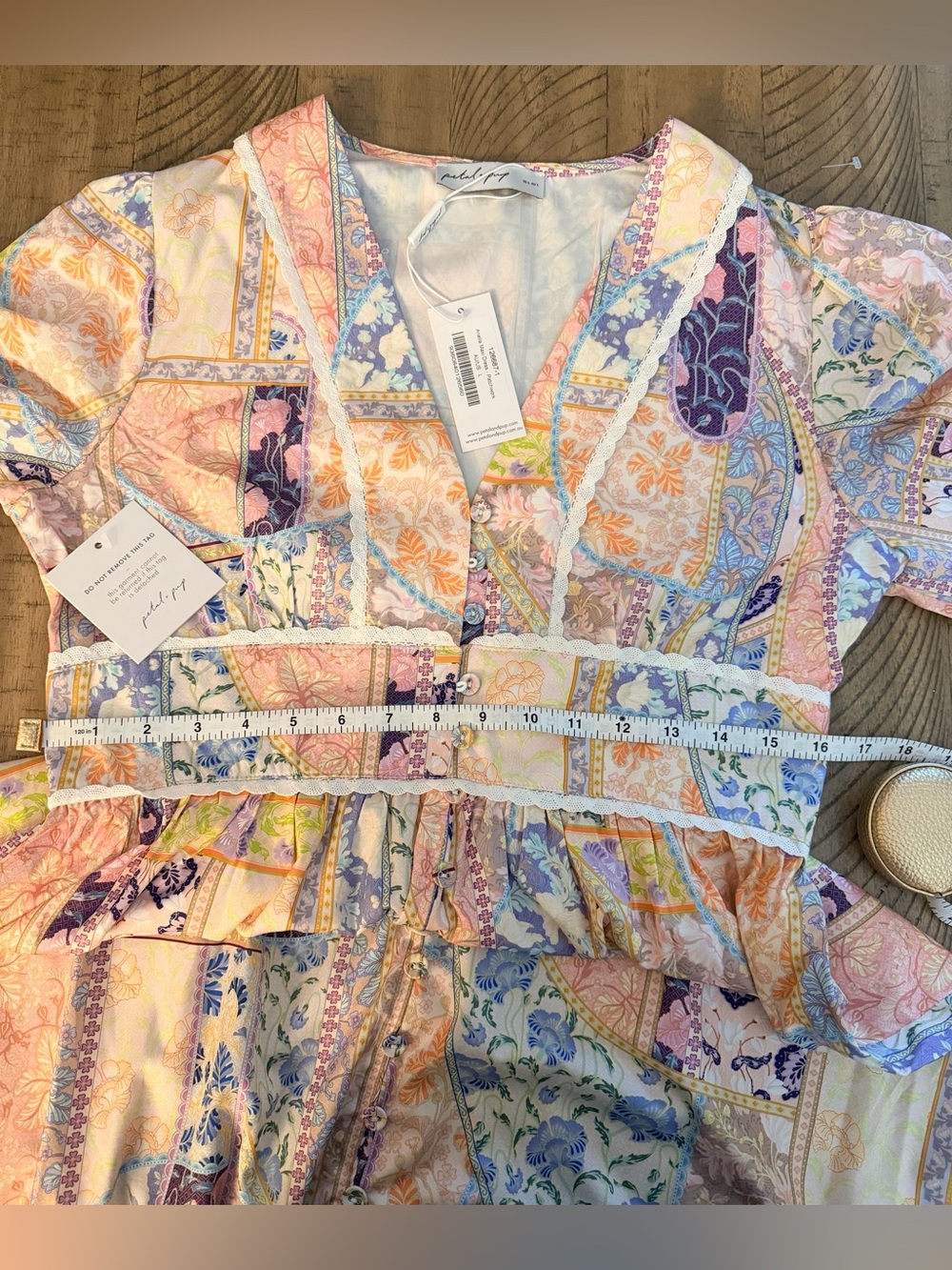 NWT Petal & Pup Ariella Maxi Dress Large Patchwork Boho Floral Cottagecore - Picture 9 of 10